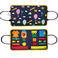 Montessori Busy Board Felt Cloth Book with colorful interactive activities for toddlers, enhancing fine motor skills and learning.