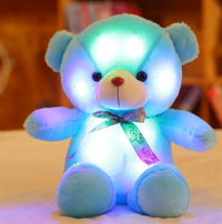 Luminous teddy bear plush toy with a soft glow, featuring LED lights, perfect for snuggles and as a comforting nightlight.