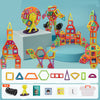 Magnetic building blocks set with vibrant geometric shapes, ideal for STEM learning and creativity in kids' educational play.