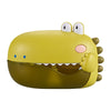 Baby bath bubble machine in a cute dinosaur design for fun bath time with automatic bubbles and music.