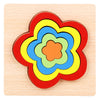 Wooden geometric shape puzzle with colorful nested flower design for kids' educational play and cognitive skill development.