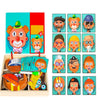 Wooden Magnetic Puzzle Board with colorful character faces, perfect educational toy for kids to learn shapes and creativity.