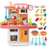 Kids play kitchen set with dishwasher pool and 23 colorful accessories, featuring realistic design for imaginative role play.