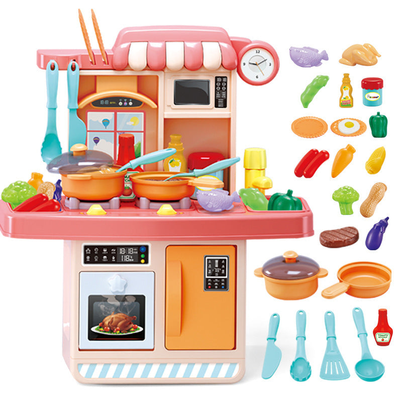 Kids play kitchen set with dishwasher pool and 23 colorful accessories, featuring realistic design for imaginative role play.