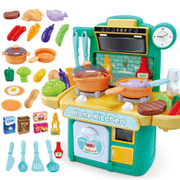 Kids play kitchen set with dishwasher pool, 23 colorful accessories, and electronic features for fun, creative pretend play.