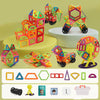 Colorful magnetic building blocks set for kids, featuring various geometric shapes to enhance creativity and STEM learning.