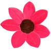 Sunflower baby bath mat with plush pink petals and a brown center, designed for cozy infant sink bathing.