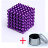 Purple magnetic building blocks 3D puzzle cube with a metal storage tin for creativity and stress relief.