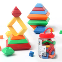 Montessori Rainbow Tower Ring Stack with colorful building blocks for kids' educational play, enhancing motor skills and color recognition.