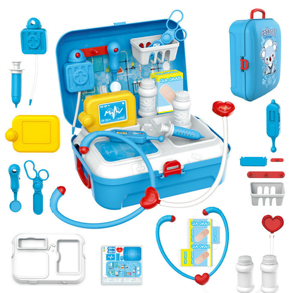 17PCS Pretend Play Doctor Kit with Carry Case, includes toy medical tools for kids' imaginative play and learning.