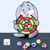 Cartoon rabbit sticky ball dart board game set for kids with colorful balls, enhancing play and learning.