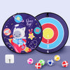 "Children’s sticky ball dart board set with cartoon space-themed design and colorful balls for kids aged 4-6 years."