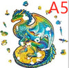 Colorful DIY dragon puzzle piece with intricate designs and vibrant colors for creative home decor gifts.