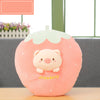 Strawberry plush pillow toy with a cute piglet design, soft pink cushion for kids and adults, perfect for home decor.