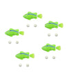 Green swimming robot fish toys with battery accessories, designed for bath time fun and realistic swimming action.