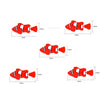 Red swimming robot fish toy dimensions, 7.6cm length and 3.6cm height, available in a set of five.