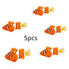 Set of five orange Swimming Robot Fish Toys with realistic design for bath time or aquarium fun.