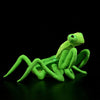 Lifelike green mantis plush toy with realistic design against a black background, perfect for kids and collectors.