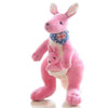 Pink Kangaroo Plush Toy with Baby in Pouch and Union Jack Scarf