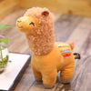 Soft alpaca llama plush toy with vibrant colors on a wooden surface, perfect for kids and gifting.