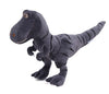 Cute gray Tyrannosaurus plush toy with stripes, perfect for kids and adults.