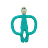 Silicone baby teether in a cute monkey shape for soothing teething discomfort and improving grip strength.