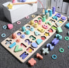 3D wooden alphabet and number puzzle for toddlers, featuring colorful shapes and letters, enhancing learning and motor skills.