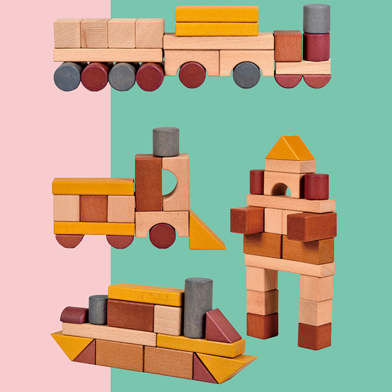 Wooden Building Blocks Set - Creative and Durable Beech Wood Construction Toys for Kids' Educational Play and Learning