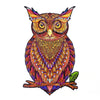 Intricate owl design from DIY Wooden Animal Puzzle, crafted from eco-friendly basswood with vibrant colors, perfect for home decor.