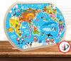 Wooden World Map Puzzle for Kids with Colorful Continents and Oceans