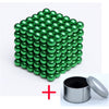 Green magnetic cube set with storage tin for stress relief and creativity.