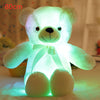 Luminous Teddy Bear Plush Toy glowing in the dark with soft LED lights, 80cm stuffed animal with ribbon, perfect for bedtime cuddles.