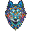 Colorful DIY wooden wolf puzzle piece with intricate design and vibrant colors, perfect for eco-friendly gifts and home decor.