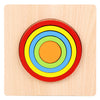 Wooden geometric shape puzzle with colorful concentric circles for kids' cognitive and motor skill development.