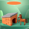 DIY Mini Mason Build-A-House Kit with Love Stables theme and toy horse, promoting creativity and learning for kids.