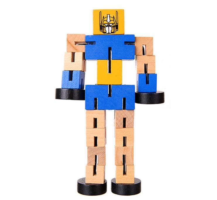 3D Wooden Robot Puzzle Toy for Kids - Eco-Friendly Educational Assembly Kit