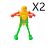 Colorful wind-up dancing robot toy for kids, showcasing its vibrant design and fun gymnastics action, sold in a pack of two.