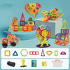 Magnetic building blocks set with colorful geometric shapes for educational play and creativity development in children.