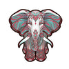 DIY wooden puzzle with vibrant elephant design in intricate patterns, perfect Christmas gift for animal lovers.