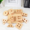 Wooden geometric shape puzzle for kids, Montessori educational toy made from eco-friendly beech wood, developing fine motor skills.