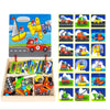 Wooden magnetic puzzle board for kids with colorful vehicle and animal designs.