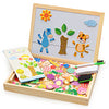 Wooden Magnetic Puzzle Board with animal designs and colorful pieces for children's creative learning and play.