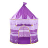 Purple kids outdoor play tent shaped like a castle, ideal for indoor and outdoor fun. Portable and foldable for imaginative play.