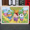 Colorful wooden animal puzzle showcasing cartoon animals in a cheerful outdoor scene, perfect educational toy for kids.