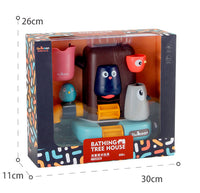 Bathing Tree House toy set in colorful packaging with dimensions displayed.