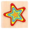 Colorful star-shaped wooden puzzle piece for kids, enhancing cognitive skills and shape recognition through interactive play.