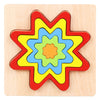 Wooden geometric shape puzzle with colorful star layers for kids' cognitive and motor skill development.