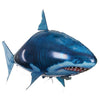 Remote control flying shark balloon toy with realistic swimming motion for indoor fun.