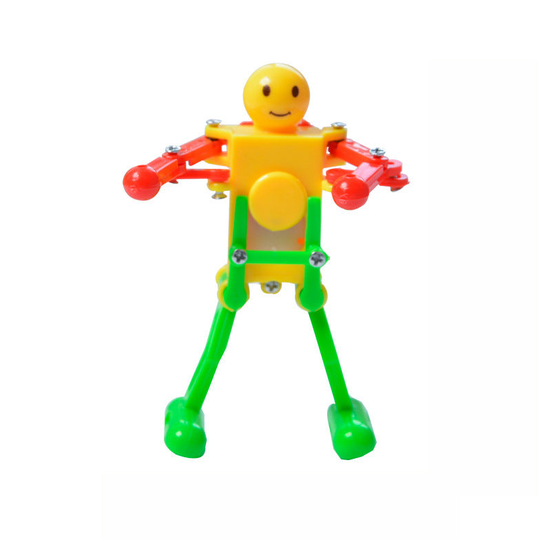 Clockwork Dancing Robot Toy with colorful limbs, perfect for kids' entertainment and skill-building.