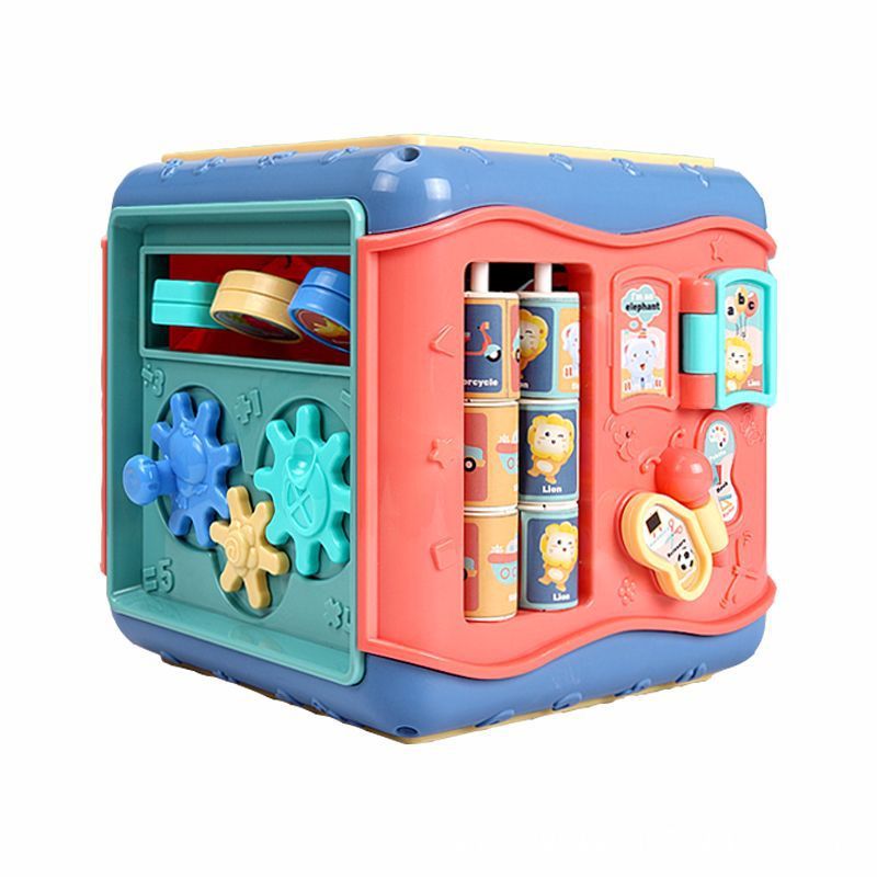 Montessori Hexahedron Toy with colorful gears and bead maze for kids' educational development